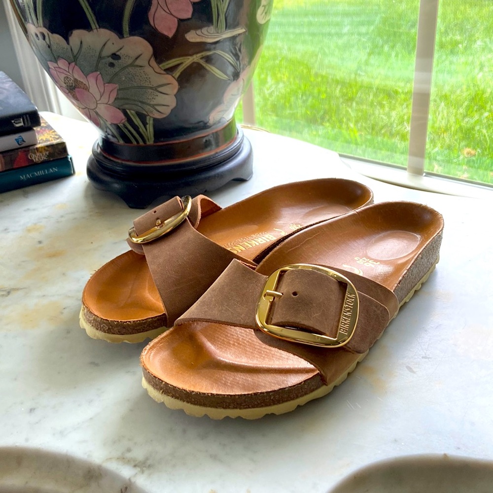 Birkenstock Madrid Big Buckle in Cognac